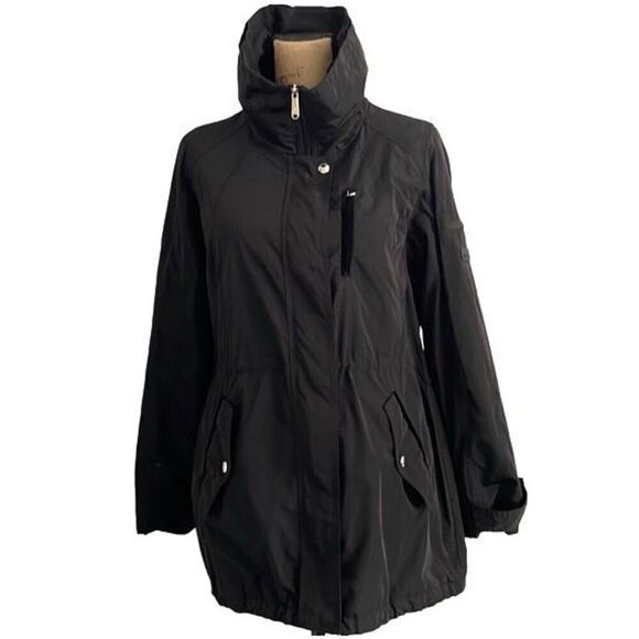 EUC! Sam Edelman Black Transitional Anorak Wide Neck Rain Jacket - Size Med - Picture 1 of 15
